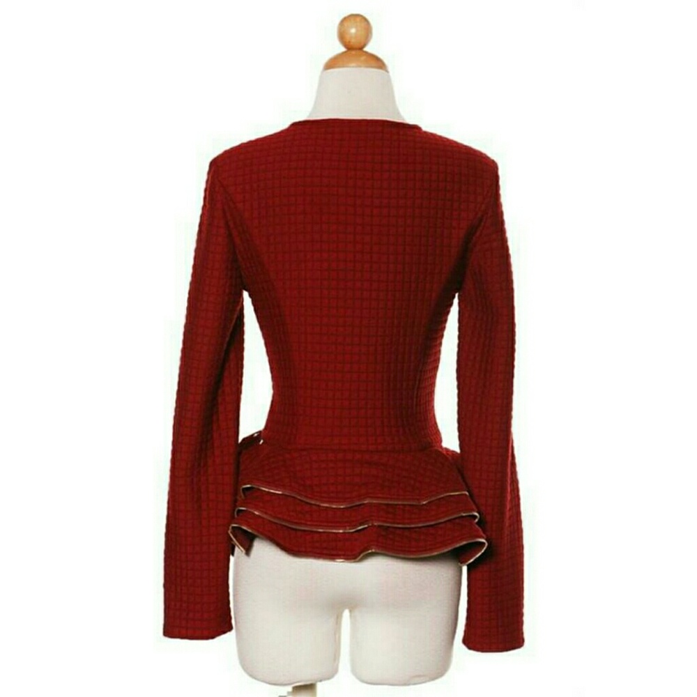 Burgundy Peplum Jacket NWT - Picture 2 of 6